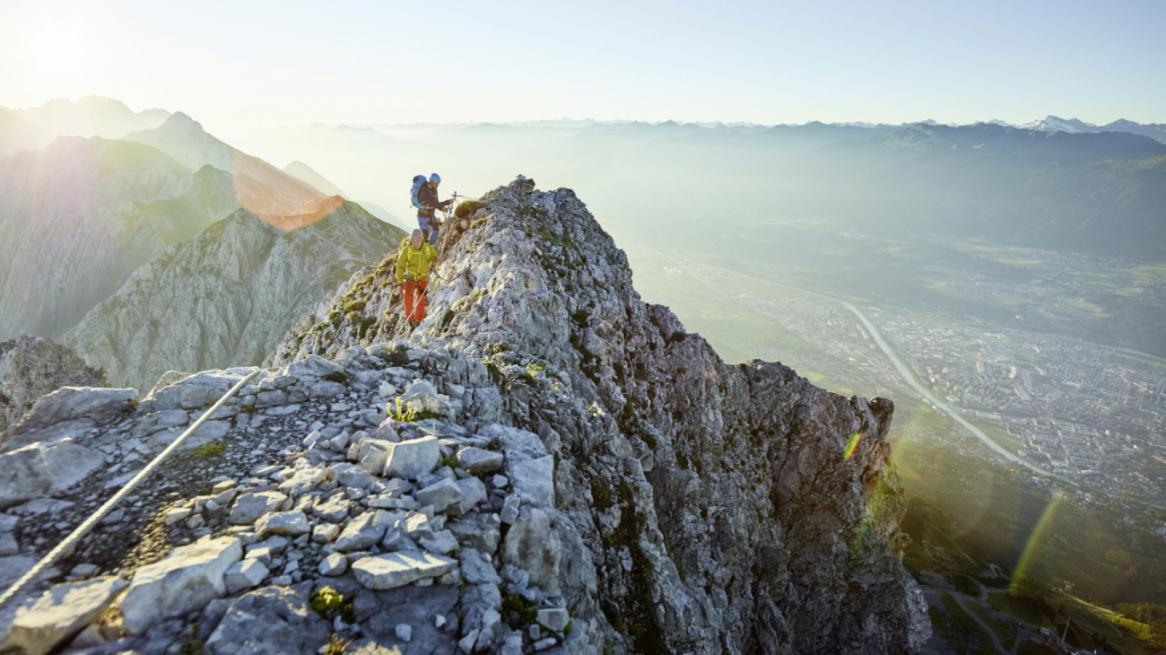 Two climbers on the Nordkette Via Ferrata above Innsbruck