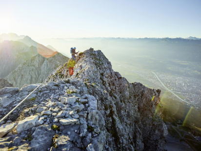 Two climbers on the Nordkette Via Ferrata above Innsbruck