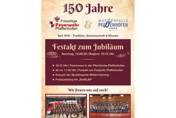 150th Anniversary of the Pfaffenhofen Fire Brigade and Brass Band
