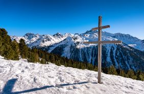 Winter hiking in the high mountains
