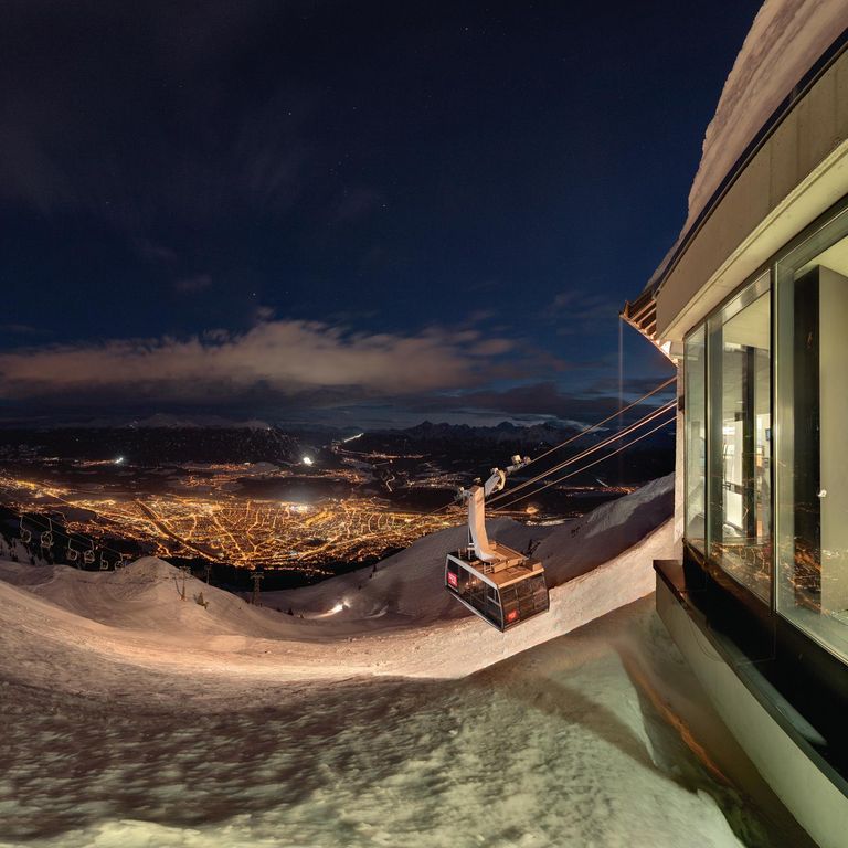 The Nordkette mountain range at night