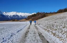 Winter hiking trail glacier view