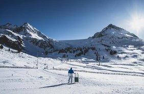 Tobogganing in snow covered Kühtai